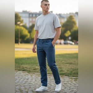 Travis Mathew Blue Performance Pants 34 Stretch Golf Casual Trouser Men Flaw